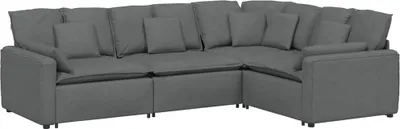 Produktbild von Modulares Sofa mit Kissen Stoff Dunkelgrau
