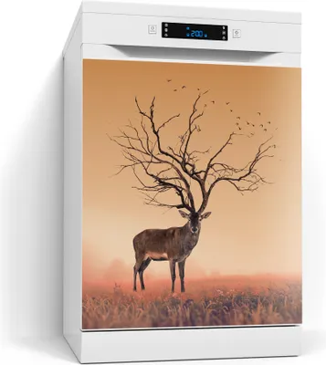 Produktbild von DEQORI Magnetmatte Spülmaschine beschreibbar 60x70 cm 'Zauberwaldhirsch' Magnetfolie