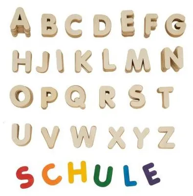 Produktbild von 300 Holzbuchstaben A-Z, 3 cm x 2,5 cm, stabile Sperrholzqualität (1,5 mm dick)