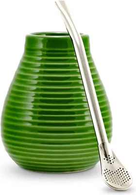 Produktbild von Keramische Mate Tasse mit Edelstahl Bombilla grün
