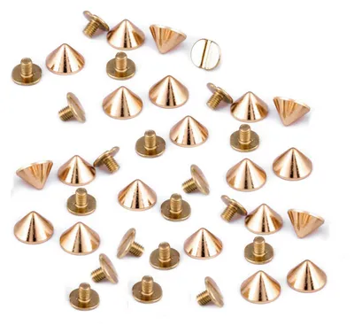 20 Stk. Schraubnieten mit Spitzen Metall Ziernieten Killernieten Ø 9.5 mm x 6 mm roségold