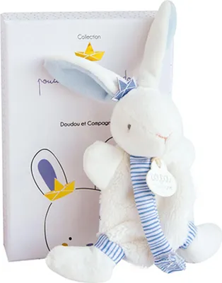 Produktbild von Doudou Geschenkset - Spielzeug mit Schnullerhalter Kaninchen 15 cm blau