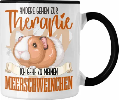 Produktbild von Trendation - Meerschweinchen Tasse Geschenk für Meerschweinchen Besitzer Therapie Lustiger Spruch Geschenkidee (Schwarz)