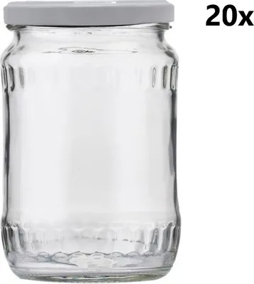 Produktbild von Einmachgläser 580 ml FACETTE klar/transparent 20 Stück INKLUSIVE WEISSEN DECKELn, Anzahl der Teile in einer Packung: 20