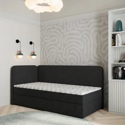 Produktbild von Masseno Boxspringbett GINA 90x200 cm Komplett-Set mit Bonell Matratze und Topper, Polsterbett mit Bettkästen -Schwarz, QUELLE 100