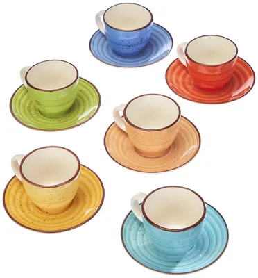 Kaffeetassen-Set 6-tlg. 90 ml Steingut mehrfarbig