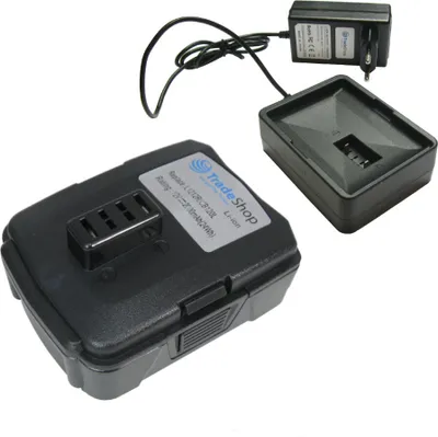 Produktbild von Trade-Shop Li-Ion Akku 12V / 2000mAh + Ladegerät Netzteil ersetzt AEG Ryobi 30164002 130503008 5132000046 BPL-1213 RB12L13 / Angebot im Set