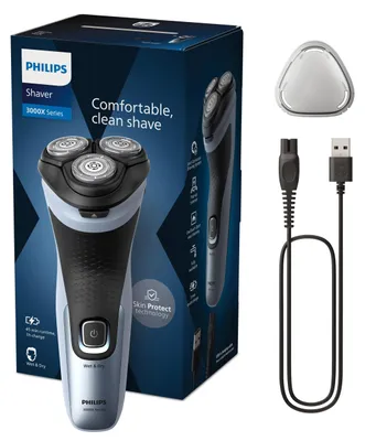 Produktbild von Philips Shaver 3000X Series X3053/00 Elektrischer Nass- und Trockenrasierer, Rotationstrasierer, Blau, PowerCut blade system, Replace every 2 yrs with SH30, 2 Jahr(e), Akku