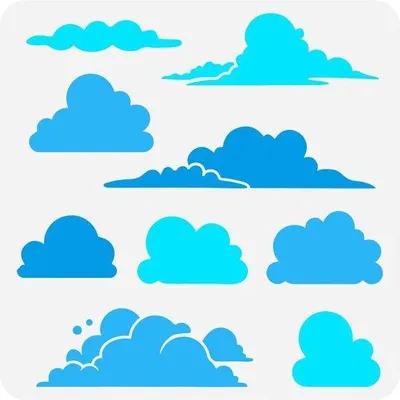 Image de Nuages Peinture Pochoir 30x30cm Réutilisable 9 Styles Motif Nuages Modèle de Dessin DIY Art - Nuages Thème Cartoon Nuages Décoration Pochoir pour Peinture sur Mur Bois