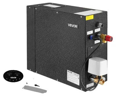 Zdjęcie produktu dla Generator pary VEVOR, generator pary 7,5 kW, system natrysku parowego ze sterowaniem do sauny, łaźni, spa, komercyjny automatyczny zestaw odpływowy z zabezpieczeniem przed przegrzaniem, suchobiegiem i nadciśnieniem, czarny