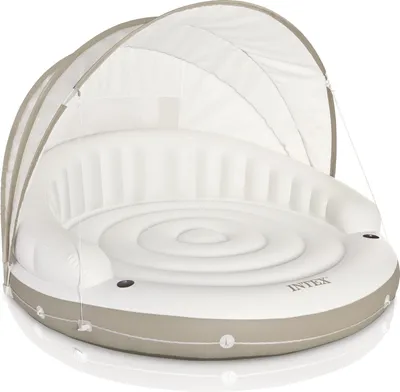 Produktbild von INTEX 58292EU - Badeinsel - Canopy Island (199x150cm) mit abnehmbarem Sonnenschutz, 2 Getränkehalter