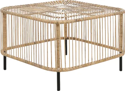 Zdjęcie produktu dla BELIANI Stolik ogrodowy naturalny rattanowy 67 x 67 cm kawowy na taras balkon do salonu ręcznie wykonany styl boho