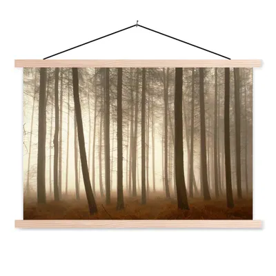 Produktbild von MuchoWow® Textilposter Wald - Nebel - Baum 60x40 cm mit holzfarbenen Rahmen - Bilder