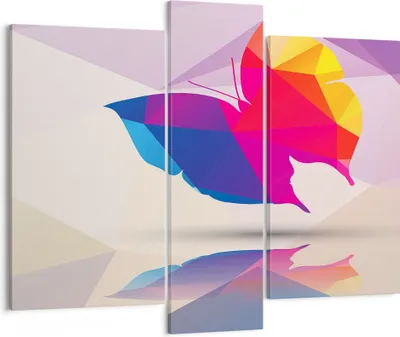 Produktbild von Bild auf Leinwand - Leinwandbild - Schmetterling Illustration Grafik - 95x80cm - Wand Bild - Wanddeko - Leinwanddruck - Bilder - Kunstdruck - Leinwand bilder - Wandkunst - CB95x80-2806
