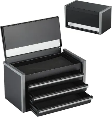 Produktbild von Werkzeugkiste - Werkzeugkasten mit 3 Schubladen - Werkzeugkoffer 218,4x118x120mm - Aufbewahrung für Werkzeuge