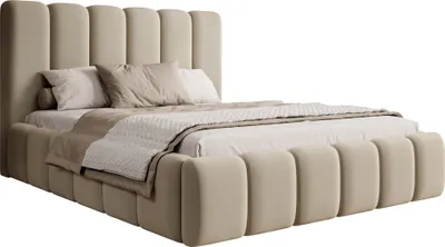Produktbild von FEDVE Polsterbett Doppelbett Ardal Bett Bettkasten 160x200 cm Creme (Monolith 02)