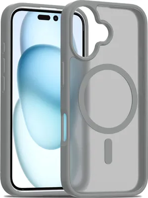 Produktbild von Magnetisch Hülle für iPhone 16, Kompatibel mit MagSafe, Transluzente Matt Rückseite Stoßfeste Handyhülle Grau