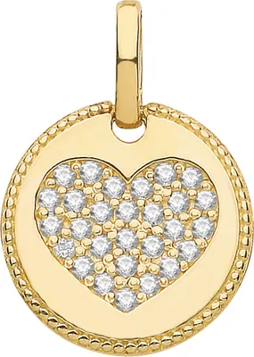 Image de Pendentif Femme Coeur Or 375/1000 avec Oxyde de Zirconium - 16mm*11mm; TRS28167