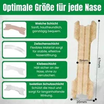 Produktbild von Perfekt-Schlafen24 - 120x Extra Starke Nasal Strips– 66x19mm – Nasal Strips für freieres Atmen, besseren Schlaf & Sport - Snoring Nose Strips