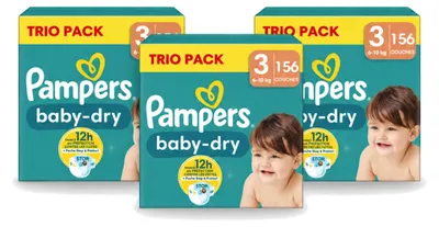 Immagine prodotto di 3 pannolini Pampers Baby-Dry, taglia 3, per bambini da 6 a 10 kg - confezione - 3 pezzi