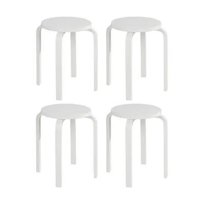 Produktbild von Hocker - Weiß - Ø 32 cm - Birke Schichtholz - stapelbar - 4er Set