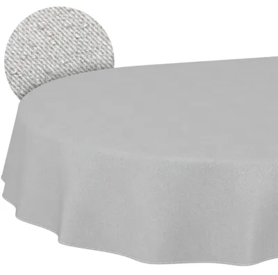 Tischdecke 140x180cm Oval Hellgrau DanceDirty abwaschbar Leinenoptik wetterfest Falschuni, Hauptbild