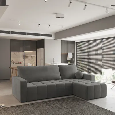 Produktbild von Masseno Ecksofa VOLIRA mit Schlaffunktion L-Form, Sofa mit Bettkasten, Wohnzimmersofa, Couch, Soffa, Bettsofa, Couchgarnitur- Grau, KRONOS 15