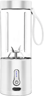 Produktbild von 530-ml-USB-Mixbecher, 6 Klingen, Tragegurt, für Säfte, Gemüse, Smoothies, Milchshakes, Weiß