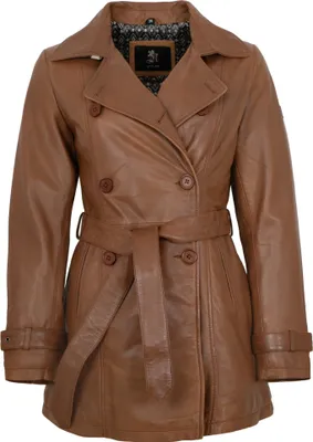 Produktbild von OTTO KERN - Damen Ledermantel Trenchcoat Lammnappa hellbraun Größe 38