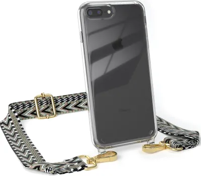 Produktbild von EAZY CASE Handykette - Verstellbarer Trageriemen kompatibel mit Apple iPhone 8 Plus / 7 Plus, Handykordel mit transparenter Silikon-Hülle, Band in Grün