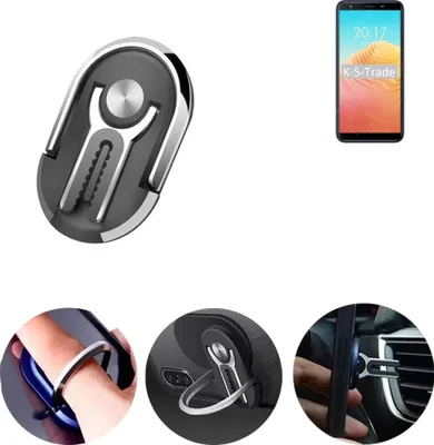 Produktbild von K-S-Trade 3in1 Smartphone-Ring Handy-Ring kompatibel mit Ulefone S9 Pro Fingerhalterung  Handyring Tischständer Lüftungsgitter-Halterung Tisch
