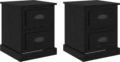 Produktbild von Nachttisch 2 Stk. Schwarz Eichen-Optik 39 x 39 x 47,5 cm