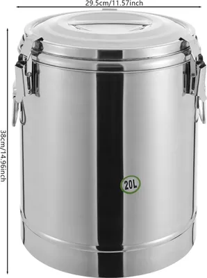 Produktbild von 20L isolierter Getränkeeimer - gewerblicher Warmhaltebehälter - 304 Edelstahl - 12 h Temperaturhaltung - runder freistehender Tischbehälter - Silber