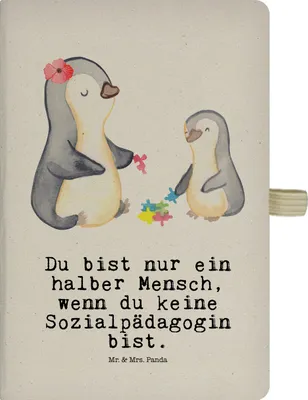 Produktbild von Mr. & Mrs. Panda Kladde Sozialpädagogin Herz - Transparent - Geschenk, Tagebuch, Skizzenbuch, Adressbuch, notizbuch, Schreibheft, Journal