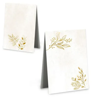 Produktbild von 25 Boho Tischkarten gold beige Platzkarten zum Beschriften 8,5 x 5,5 cm