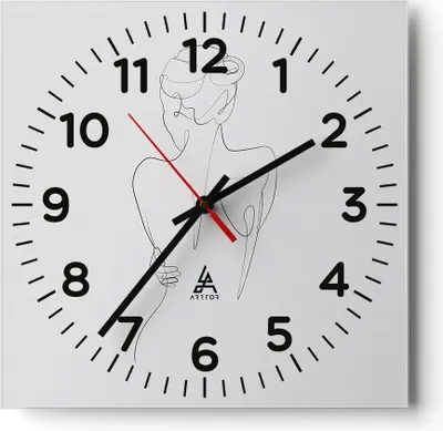 Produktbild von Wanduhr - Quadrat - Glasuhr - Körper Frau Zeichnung - 30x30cm - Schleichendes Uhrwerk - Lautlos - zum Aufhängen bereit - Dekoration Modern - Wanddekoration aus Glas - C4AC30x30-4651