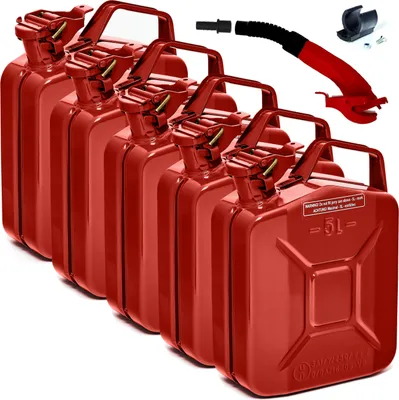 Produktbild von BW® Kraftstoffkanister Metall Benzinkanister 5x 5 Liter mit Ausgießer - Rot RAL 3000 - UN-Zulassung - Hergestellt in Europa