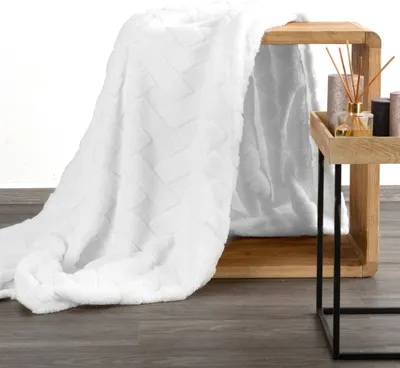 Produktbild von Kuscheldecke CARO – weiche & warme Decke für kalte Tage 70X160 cm cm weiß