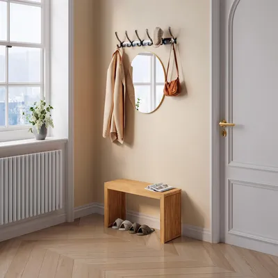 Image de Banc à chaussures « Korjad » en bambou 90 x 33 x 43 cm Naturel