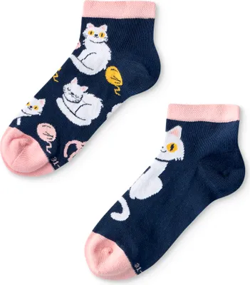 Produktbild von Dedoles Jungen und Mädchen Sneaker-Socken Kätzchen Knöchelsocken Uni Kinder , Größe:23-26
