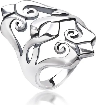 Produktbild von MATERIA Damen Ring Fleur de Lis Schwertlilie 925 Sterling Silber antik breit e Fertigung #SR-130