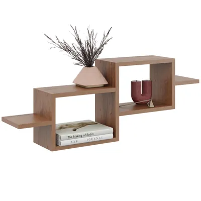 Produktbild von Modernes Regal unter Dachschrägen in Nussbaum – Wandregal Hängeregal für Wohnzimmer, Büro und Schlafzimmer