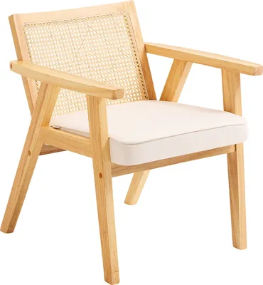 Produktbild von VEVOR Rattanstuhl Mittelalterlich Moderner Gartenstuhl mit Armlehne, 1 Stk. Polsterstuhl mit Rattanrückenlehne, Garten Balkon Terrasse Stapelstuhl Gartensessel Wohnzimmer, Schlafzimmer, Lesezimmer