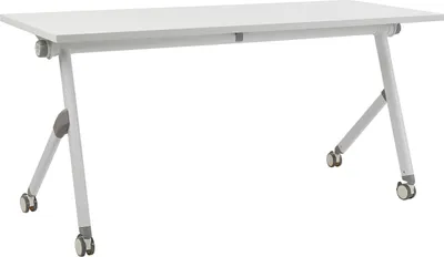 Produktbild von BELIANI Schreibtisch Weiß 160 x 60 cm Klappbar Faltbar mit Rollen Mobil Bürotisch für Homeoffice Büro Modernes Design