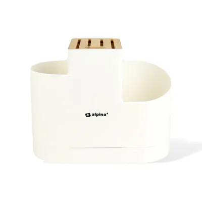 Image de Alpina Porte-ustensiles de cuisine Organizer Blanc 500 g Cuillère Pot avec porte-couteau
