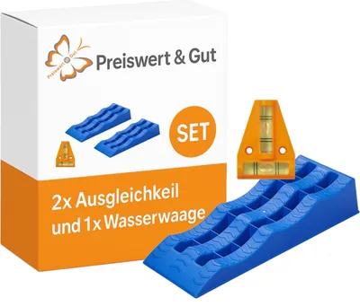 Produktbild von Auffahrkeile Wohnmobil,Wohnwagen B 21cm 2 Stck Ausgleichskeile 5T + Wasserwaage