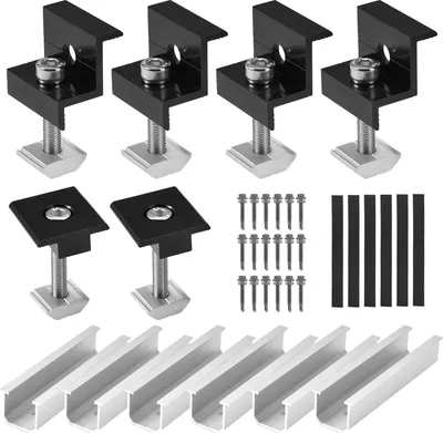 Immagine prodotto di Supporto per moduli solari - Sistema di montaggio - Fissaggio in lamiera trapezoidale di alluminio - Morsetto terminale regolabile - Per telai da 30 mm e 35 mm - Tetto in lamiera - Argento