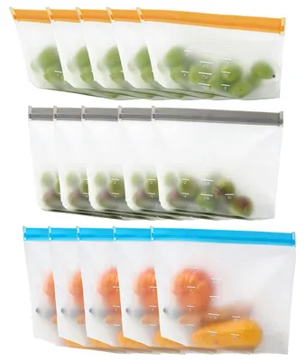 PEVA Vorratsbeutel 15er-Pack, BPA-frei, 3 Größen, gefriergeeignet