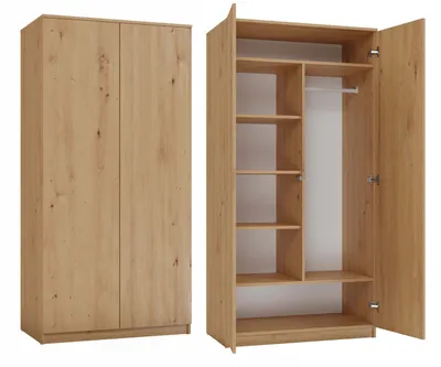 Zdjęcie produktu dla Szafa na ubrania dwudrzwiowa 90 cm TAUNO – dąb artisan
