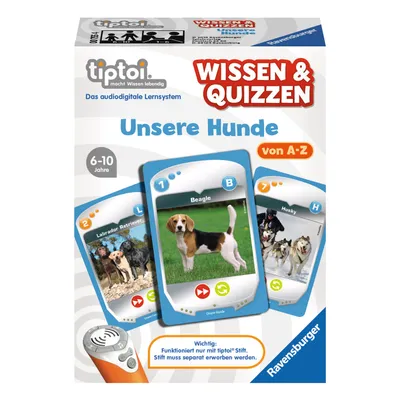 Produktbild von Ravensburger tiptoi 3in1 Wissen & Quizzen Unsere Hunde 00755